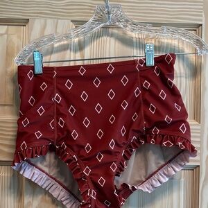 Kortni Jeane Red Diamond Patterned Women's Bikini Bottom and top